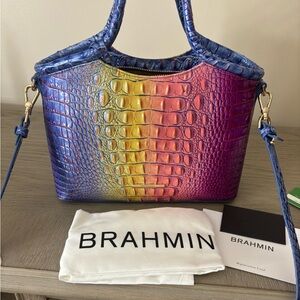 Brahmin Elaine Magic Ombre Embossed Leather Small Satchel Leather Bag